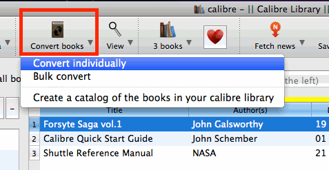 Convert books în Calibre